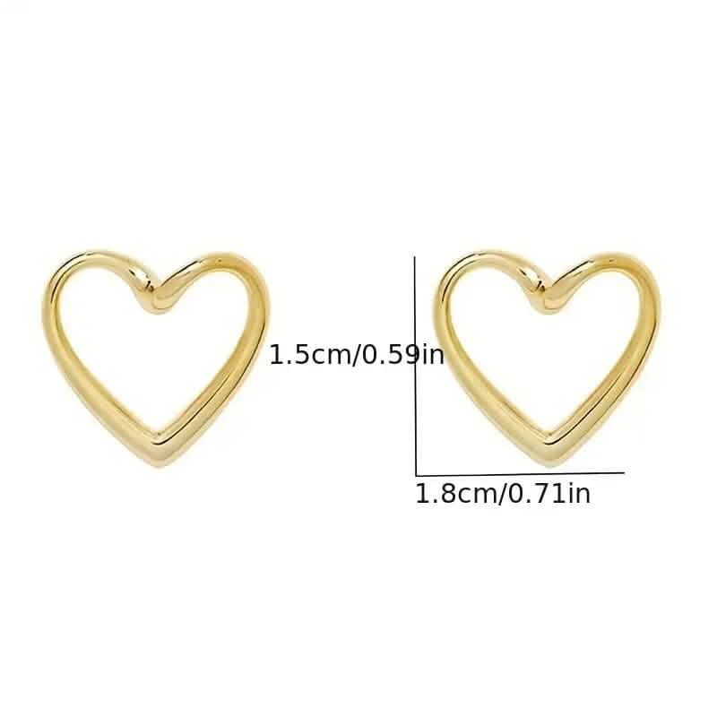 Glossy Hollow Heart Design Stud Earrings