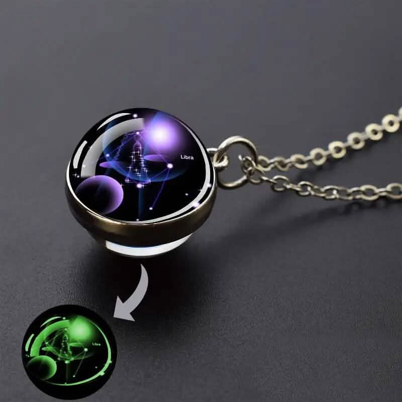 Glow-in-the-Dark Zodiac Pendant Necklace