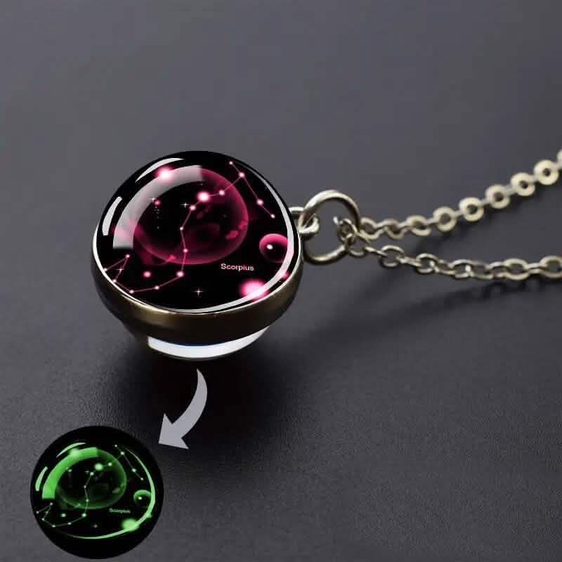 Glow-in-the-Dark Zodiac Pendant Necklace