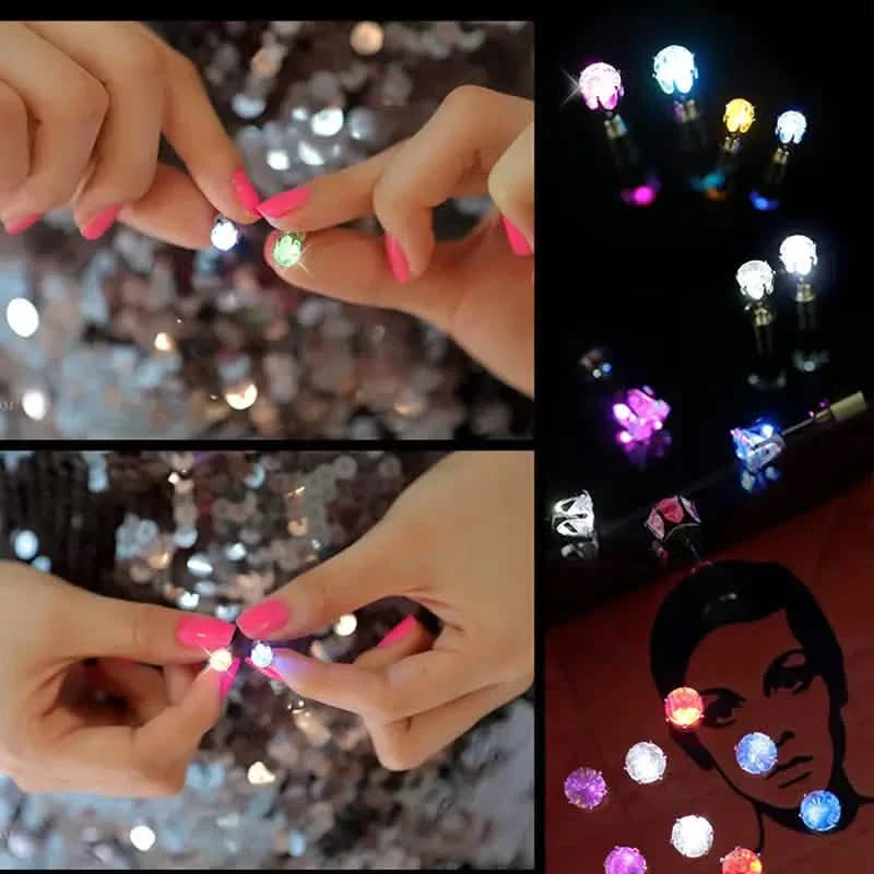 Glowing Rainbow LED Earrings: Color-Changing Ear Drop Pendants with Light-Up Crown Studs
