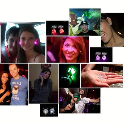 Glowing Rainbow LED Earrings: Color-Changing Ear Drop Pendants with Light-Up Crown Studs
