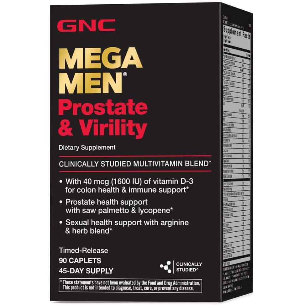 GNC Mega Men Prostate and Virility Supports Optimal Sexual Health and Prostate Health 90 Caplets