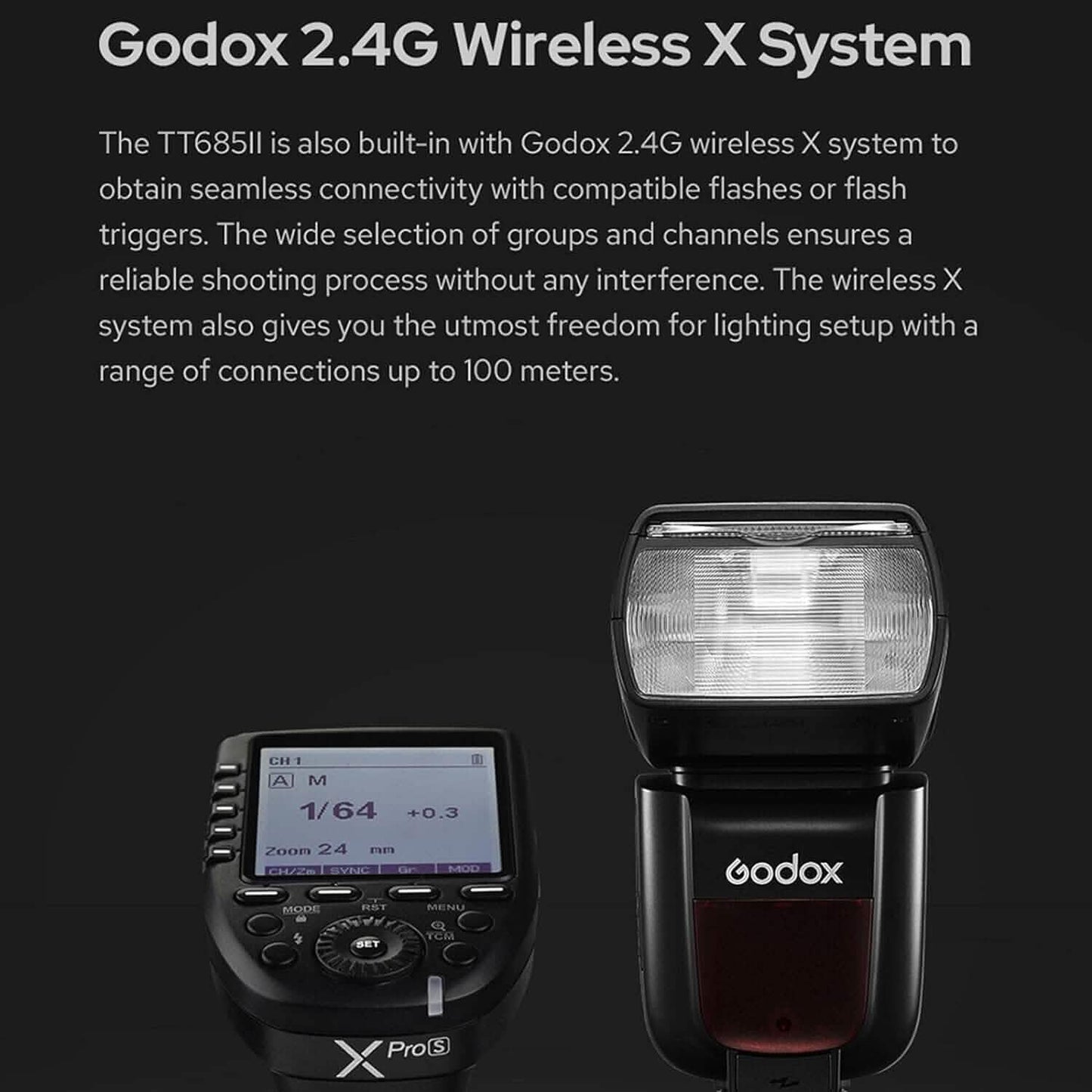 Godox Camera Flash Speedlight for Sony TT685IIS TT685II-S 2.4G Wireless HSS GN60 Flash  (Refurbished)