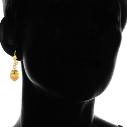 Gold Ball Drop Lever Back Earrings