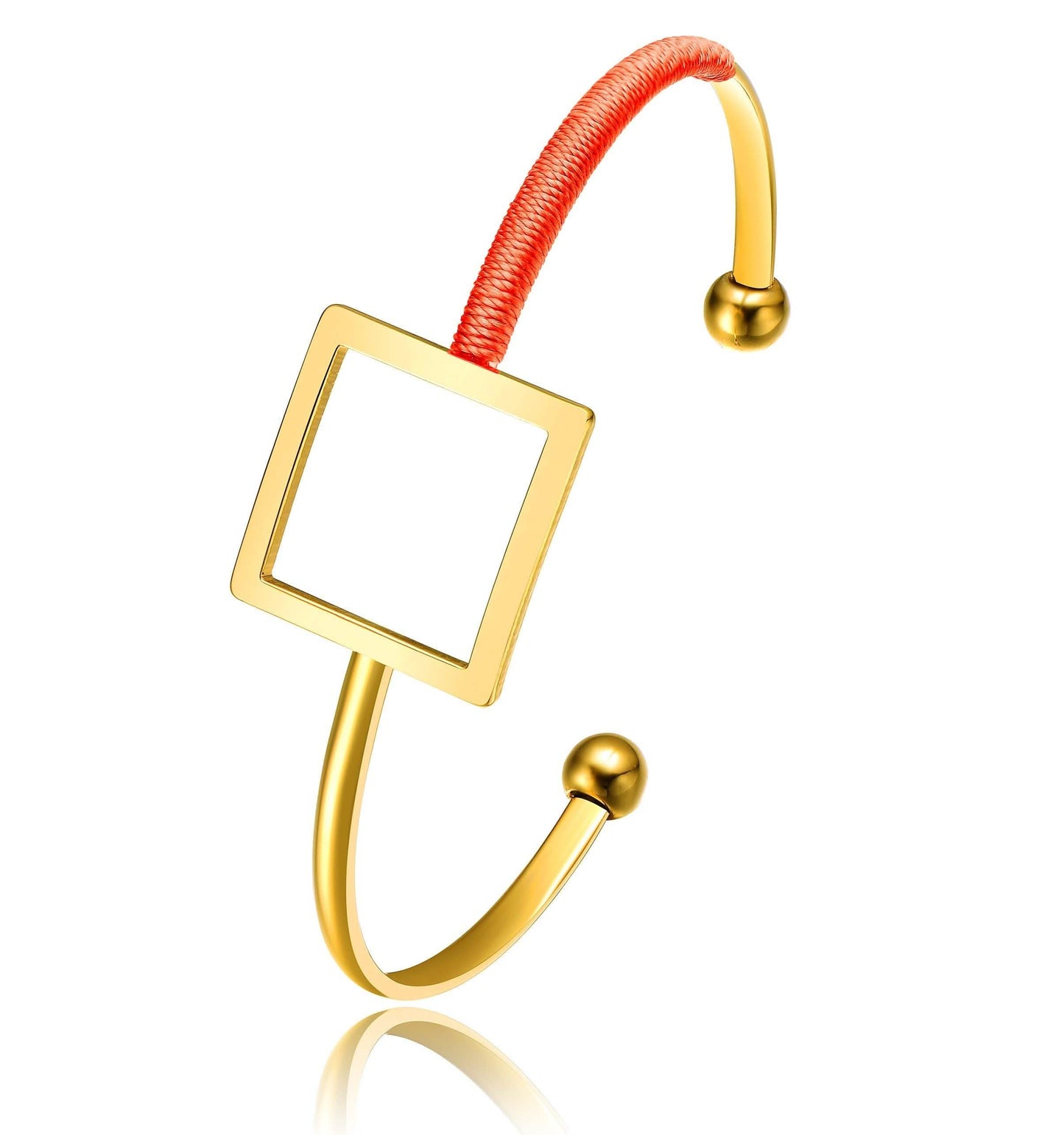 Gold Plated Cadmium Orange Thread Square Bangle