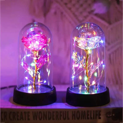 Golden Foil Rose Flower Lamp, Decorative Light Ornament
