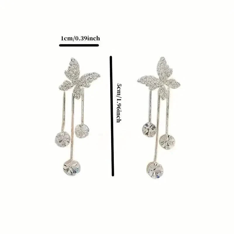 Golden-Tone Alloy Zirconia Dangle Earrings