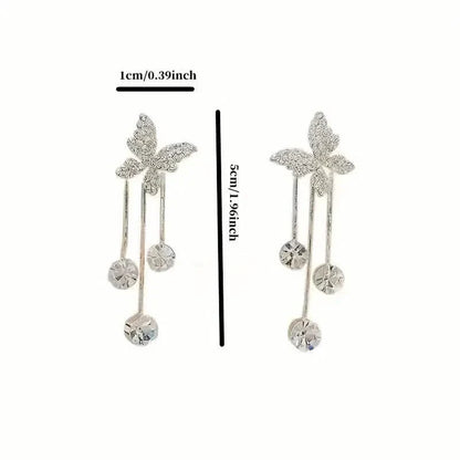 Golden-Tone Alloy Zirconia Dangle Earrings