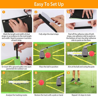 Golf Training Mat for Swing Detection Batting Path Feedback