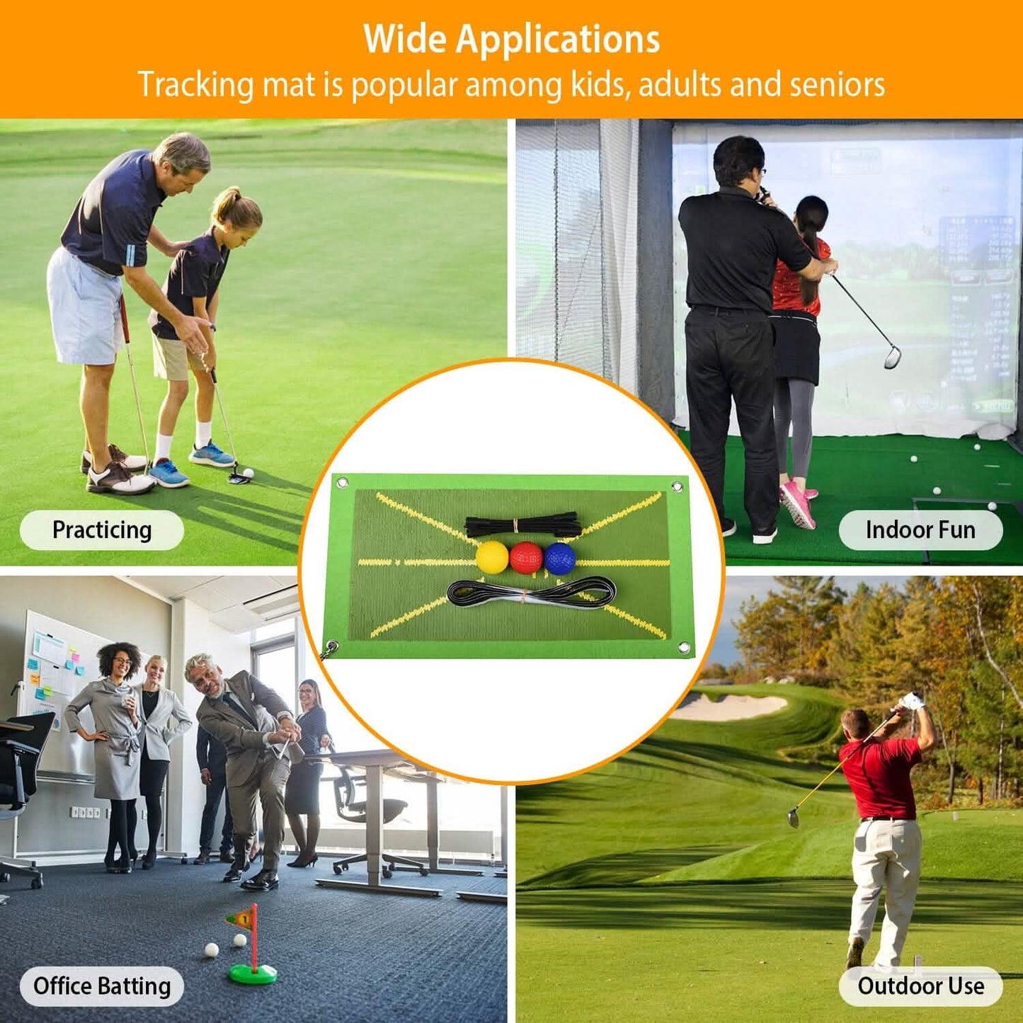 Golf Training Mat for Swing Detection Batting Path Feedback