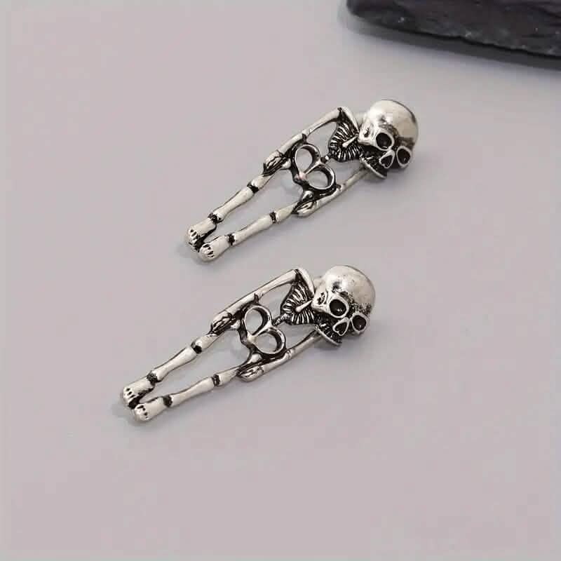 Gothic Dark Wind Skull Skeleton Hanging Earrings
