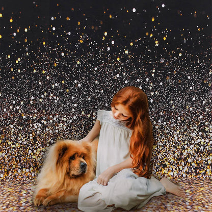 Gradual Glitter Black Gold Bokeh Spots Photography Background
