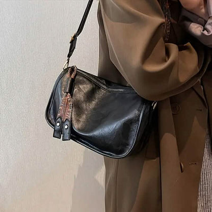 Graphic Pattern Zipper Crossbody Bag