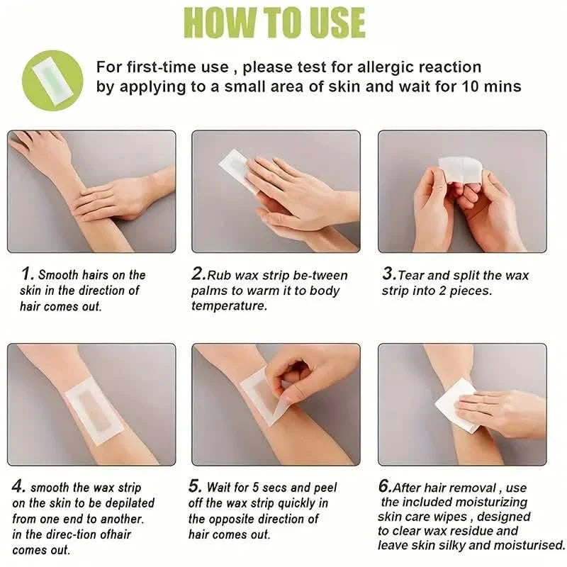 20-Pack: Green Aloe Vera Hair Removal Wax Strips