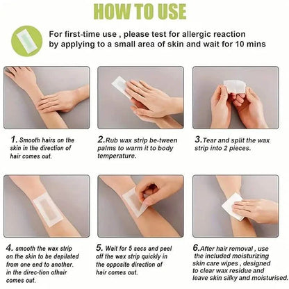 20-Pack: Green Aloe Vera Hair Removal Wax Strips