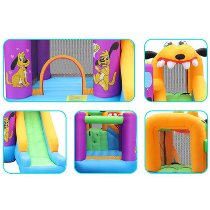 Green Dog Bouncy Castle House Slide and Jump 450W Blower