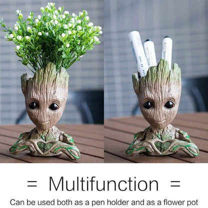 Groot Pen Pot Tree Man Pens Holder or Flower Pot with Drainage Hole