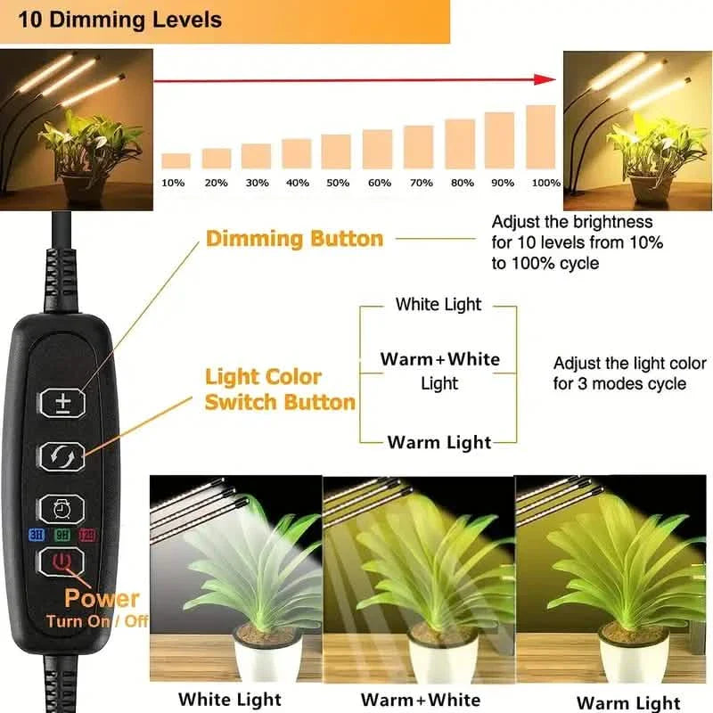 Grow Lights for Seed Starting Auto ON & Off Full Spectrum LED Plant Lights with Timer
