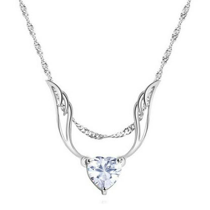 Guardian Angel Wing Necklace Made with Swarovski Crystal