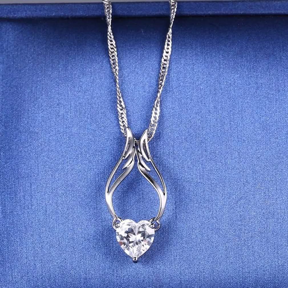 Guardian Angel Wing Necklace Made with Swarovski Crystal