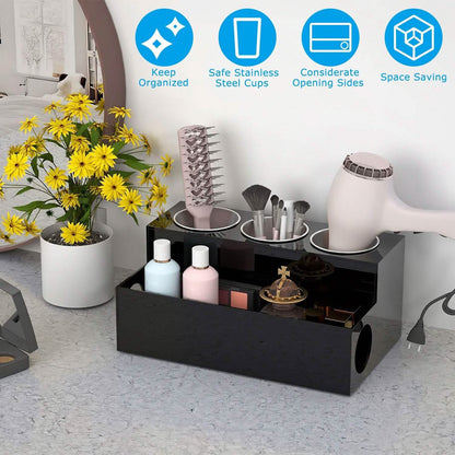 Hair Dryer Organizer with 3 Stainless Steel Cups