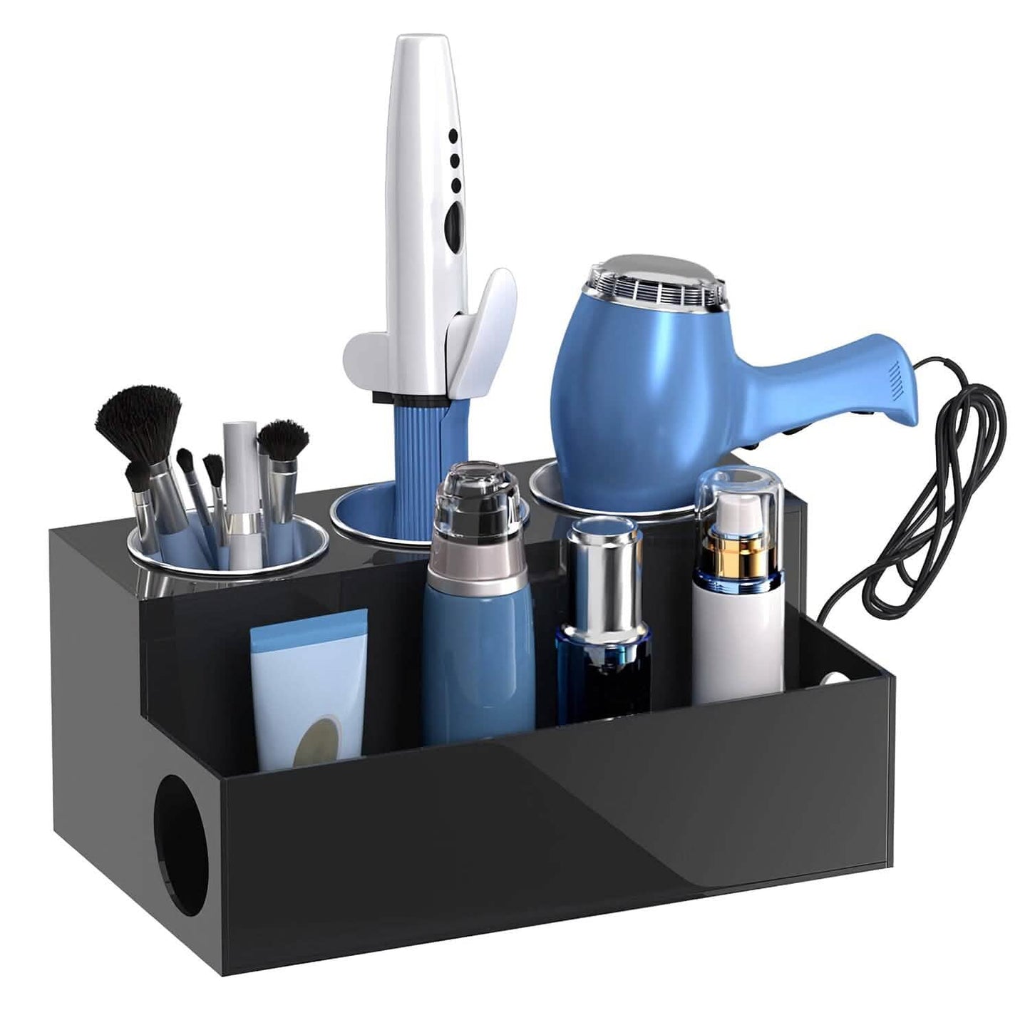 Hair Dryer Organizer with 3 Stainless Steel Cups