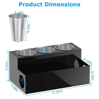 Hair Dryer Organizer with 3 Stainless Steel Cups