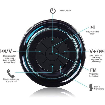 HAISSKY Portable Wireless Waterproof Speaker with FM Radio & Suction Cup