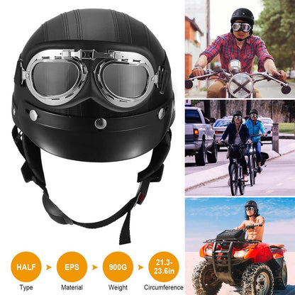 Half Motorcycle Helmet with Pilot Goggles