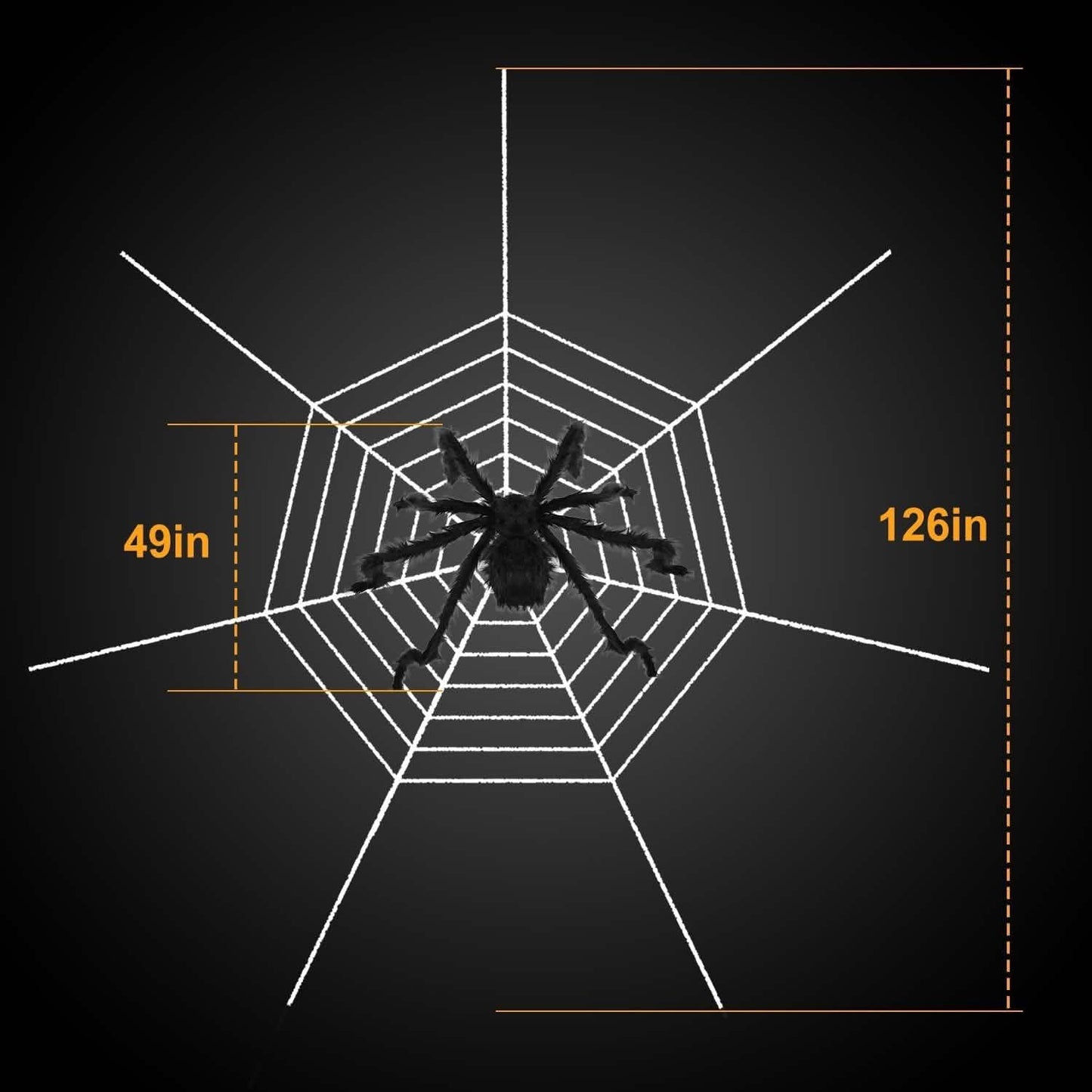 Halloween Decorations Spider 49" with 126" Tarantula Mega Spider Web