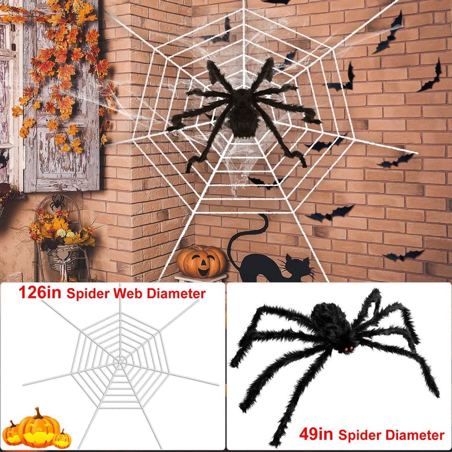 Halloween Decorations Spider 49" with 126" Tarantula Mega Spider Web
