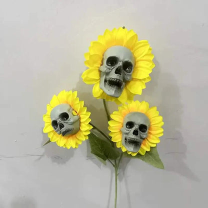 Halloween Sunflower Skull Head Garden Decoration
