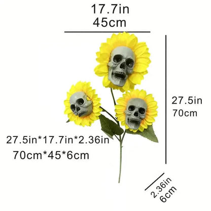 Halloween Sunflower Skull Head Garden Decoration