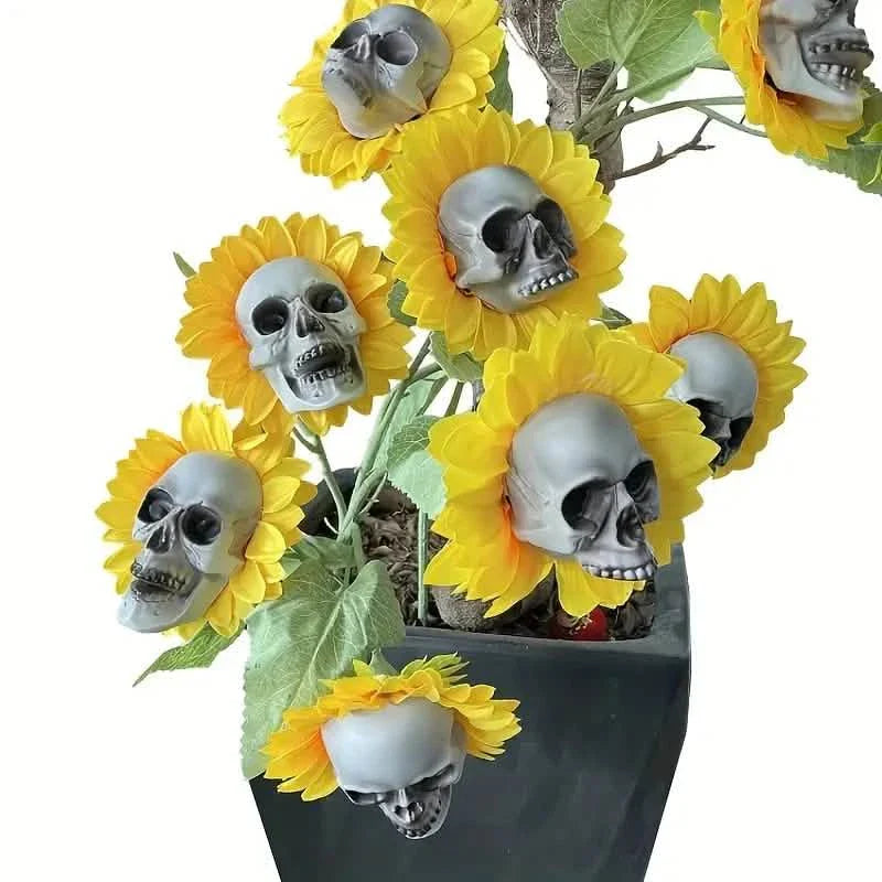 Halloween Sunflower Skull Head Garden Decoration