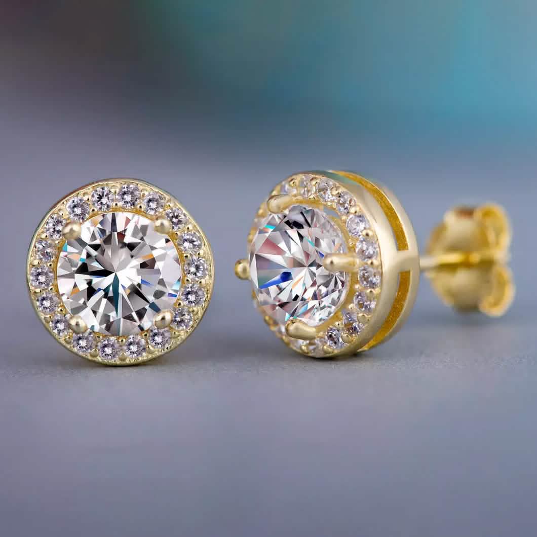 Halo Diamond Stud Earrings