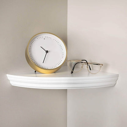 Halter Corner Floating Shelf - Space Saving Round Design with No Visible Support