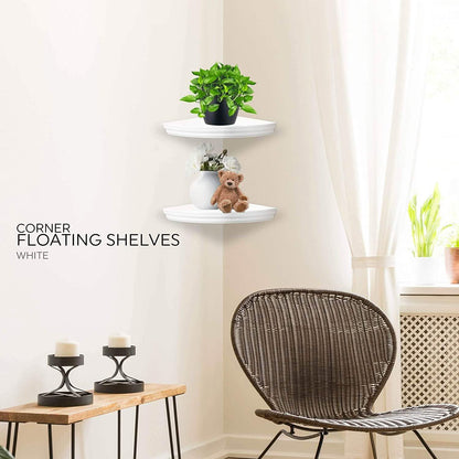 Halter Corner Floating Shelf - Space Saving Round Design with No Visible Support