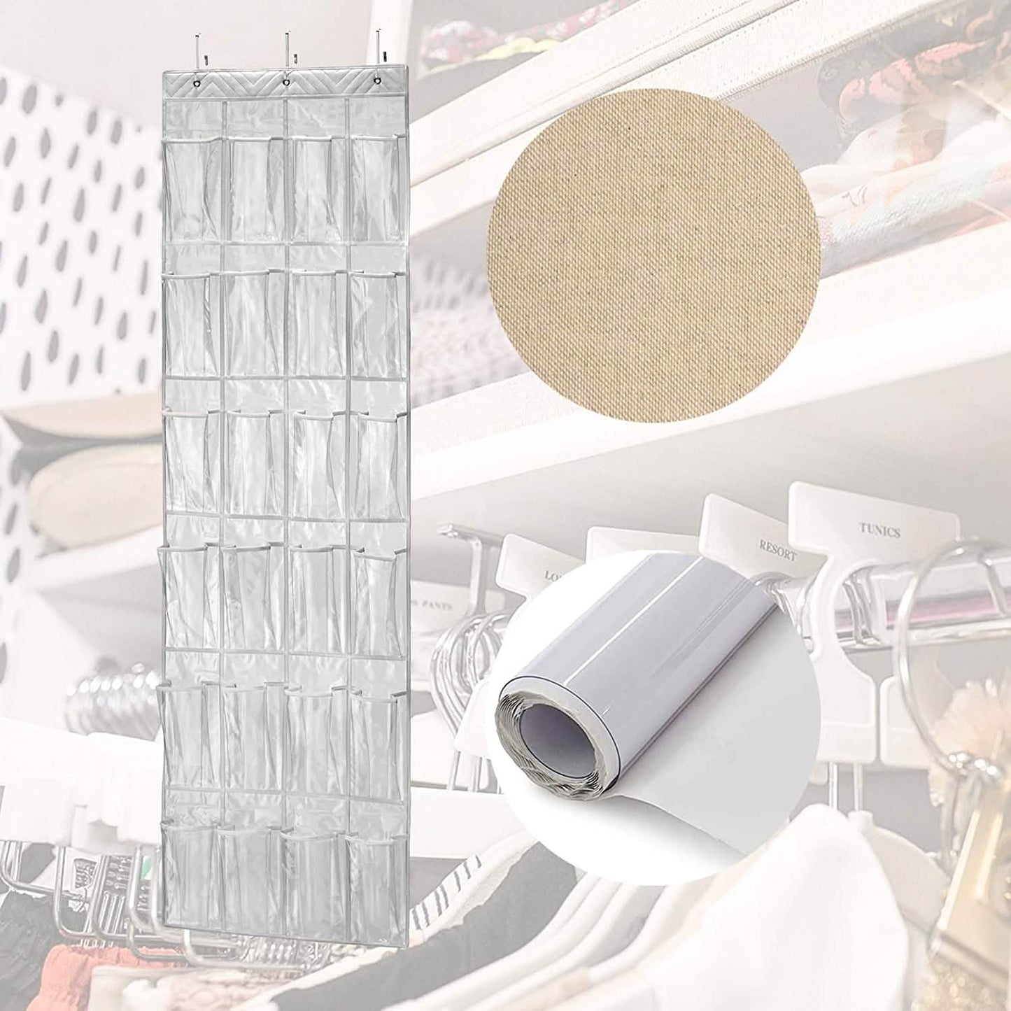 Halter Over the Door Hanging Shoe Organizer with 24 Pockets