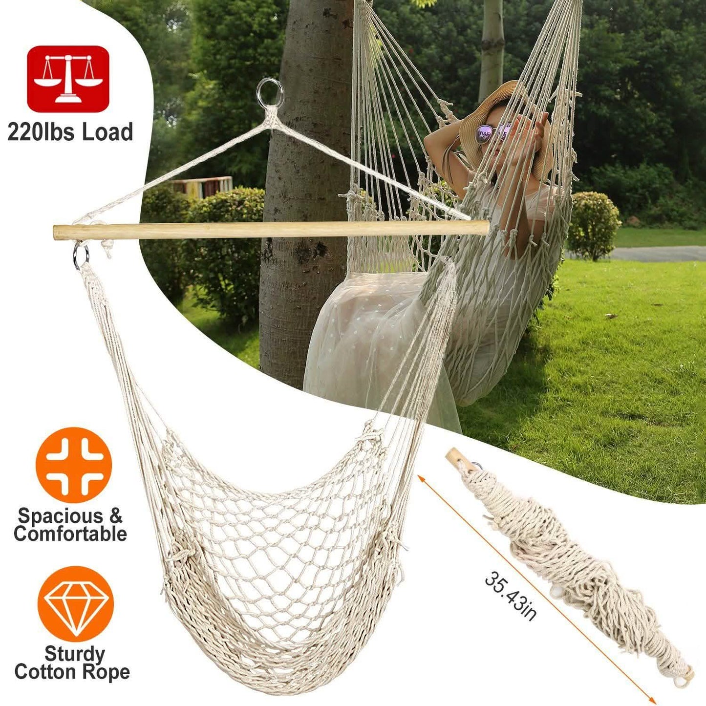 Hammock Chair Hanging Rope Seat