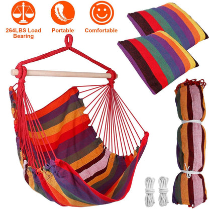 Hammock Hanging Chair Canvas with 2 Pillows