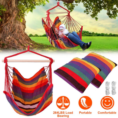 Hammock Hanging Chair Canvas with 2 Pillows