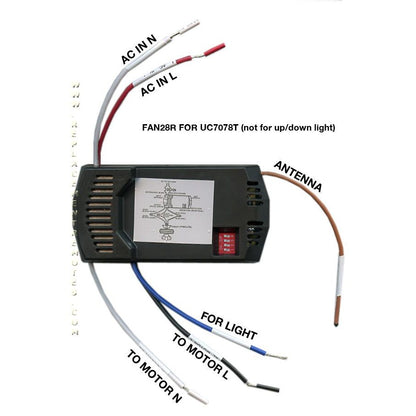 Substitute for Hampton Bay FAN28R HD5 KIT Ceiling Fan Remote Control Kit [RR7079TKIT]