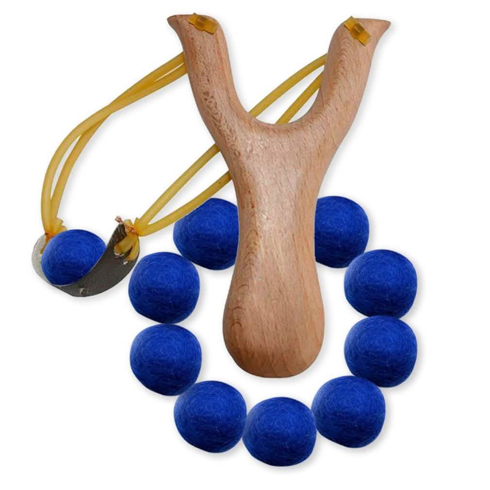 Handcrafted Wood Slingshot With Soft Felt Balls