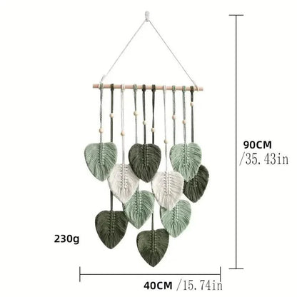Handwoven Cotton Rope Leaf Tapestry