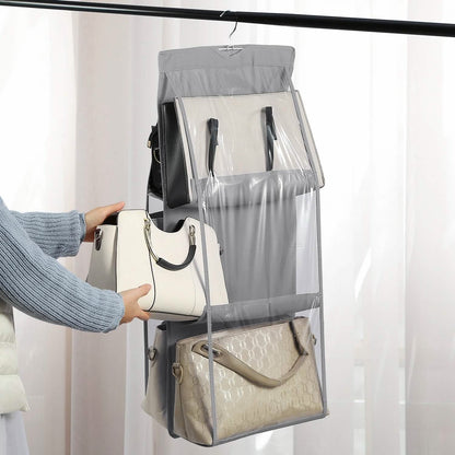 Hanging HandBag Organizer with 6 Pockets Closet Purse Storage
