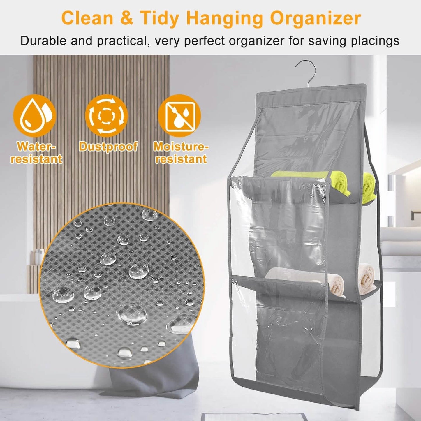 Hanging HandBag Organizer with 6 Pockets Closet Purse Storage