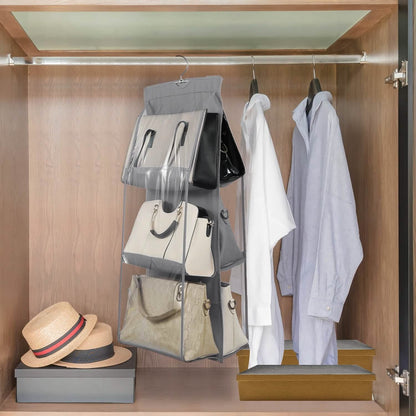 Hanging HandBag Organizer with 6 Pockets Closet Purse Storage