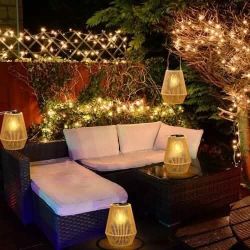 Hanging Solar Woven Lantern Solar Lamp Lights Decoration