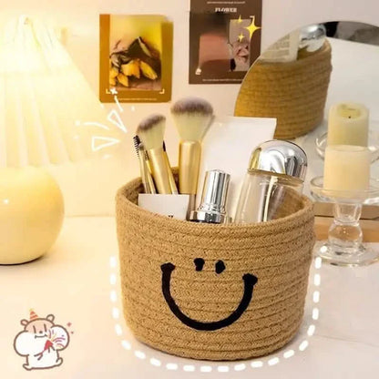 Happy Face Woven Storage Basket