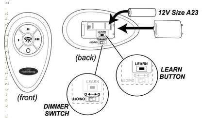 Substitute for Harbor Breeze RCE-103LW Ceiling Fan Remote Control [FAN35T-UC7067FMRX-KIT]